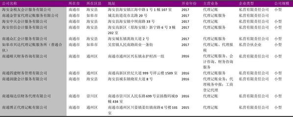 南通市財(cái)務(wù)咨詢行業(yè)企業(yè)名錄2018版539家